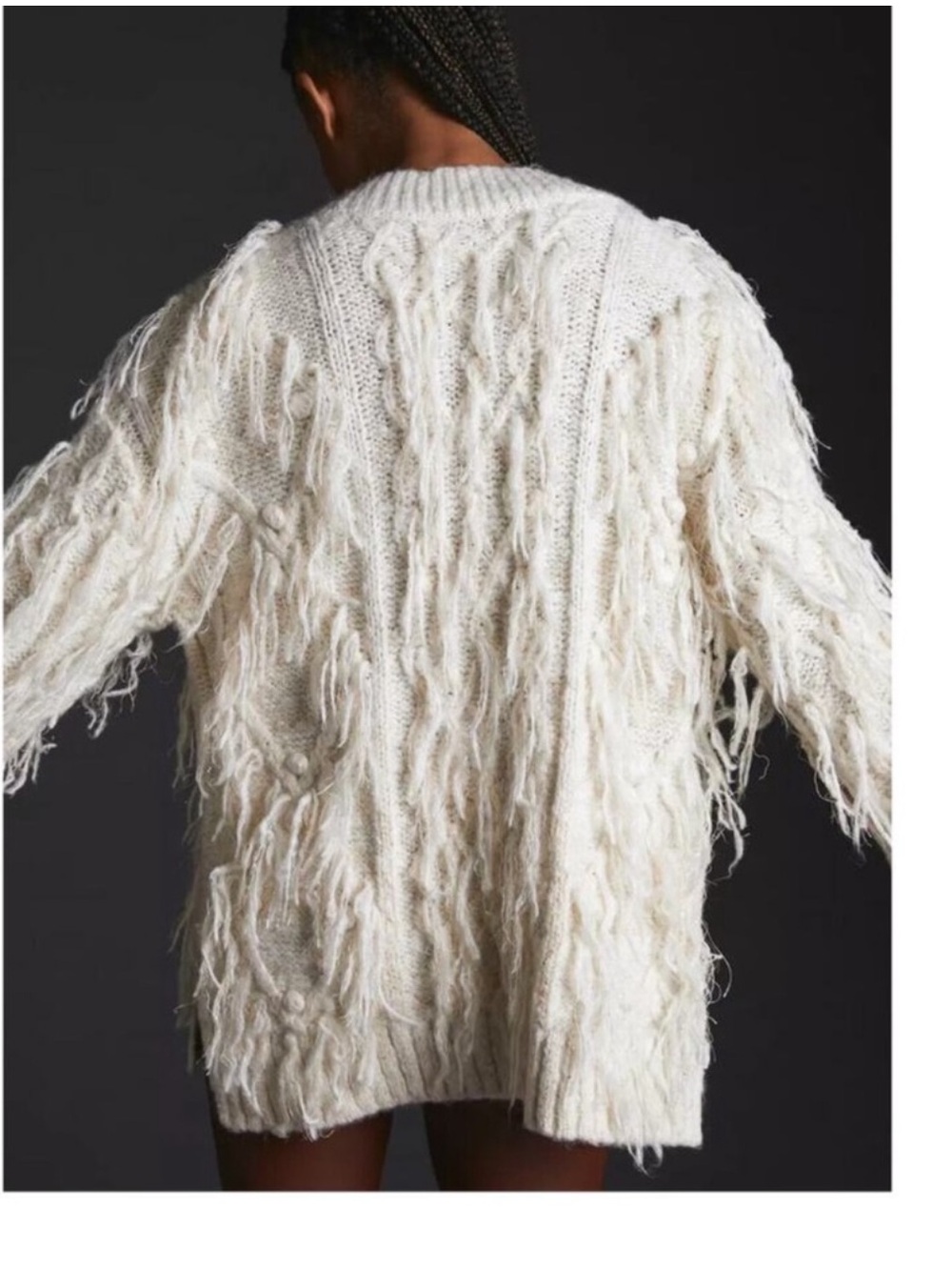 Anthropologie Fringed Pullover V-Veck Sweater Sz Small NWT - Picture 3 of 7